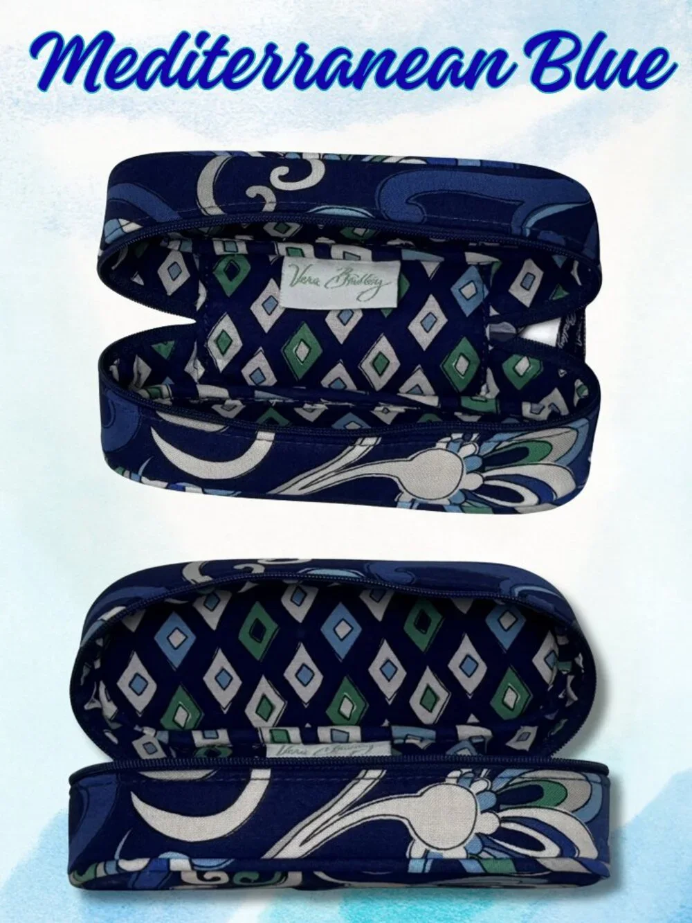 Vera Bradley Mediterranean Blue Zip Case Retired 2008 Y2K Accessory Show more li